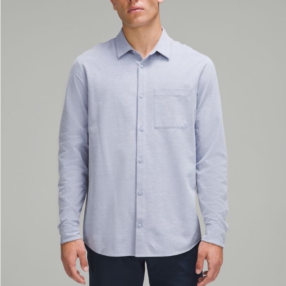 Lululemon Commission Long Sleeve Button Front Shirt w Pocket Light Blue Size XXL